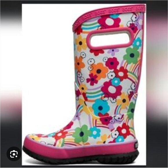 BOGS | Rain boots Rainbow Flower Kids Sz 8 - Picture 1 of 6